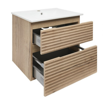 Koupelnová skříňka 2 zásuvková s umyvadlem Naturel Savona 58x53x44,8 cm dub Halifax mat SAVONA260DH