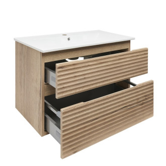 Koupelnová skříňka 2 zásuvková s umyvadlem Naturel Savona 78x53x44,8 cm dub Halifax mat SAVONA280DH