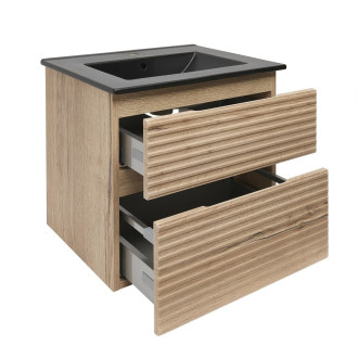 Koupelnová skříňka 2 zásuvková s umyvadlem Naturel Savona 58x53x44,8 cm dub Halifax mat SAVONA260DHC