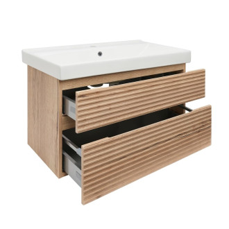 Koupelnová skříňka 2 zásuvková s umyvadlem Naturel Savona 98x53x44,8 cm dub Halifax mat SAVONA2100DHU1