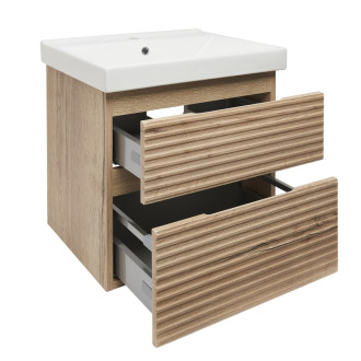 Koupelnová skříňka 2 zásuvková s umyvadlem Naturel Savona 58x53x44,8 cm dub Halifax mat SAVONA260DHU1