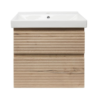 Koupelnová skříňka 2 zásuvková s umyvadlem Naturel Savona 58x53x44,8 cm dub Halifax mat SAVONA260DHU1