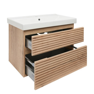 Koupelnová skříňka 2 zásuvková s umyvadlem Naturel Savona 78x53x44,8 cm dub Halifax mat SAVONA280DHU1