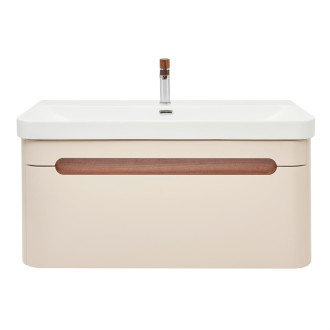 Koupelnová skříňka s umyvadlem a baterií SAT Fusion 97,5x43x45 cm pískově béžová mat SATFUSION100BEMWBA