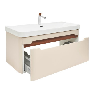 Koupelnová skříňka s umyvadlem a baterií SAT Fusion 97,5x43x45 cm pískově béžová mat SATFUSION100BEUBA