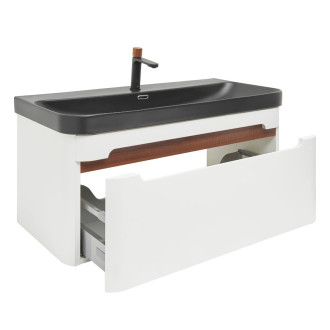 Koupelnová skříňka s umyvadlem a baterií SAT Fusion 97,5x43x45 cm bílá matná mat SATFUSION100WBKMBA