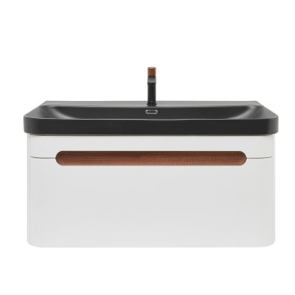 Koupelnová skříňka s umyvadlem a baterií SAT Fusion 97,5x43x45 cm bílá matná mat SATFUSION100WBKMBA