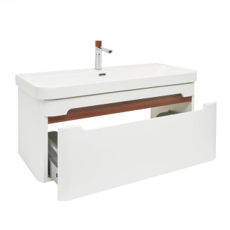 Koupelnová skříňka s umyvadlem a baterií SAT Fusion 97,5x43x45 cm bílá matná mat SATFUSION100WMWBA