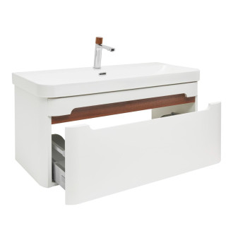 Koupelnová skříňka s umyvadlem a baterií SAT Fusion 97,5x43x45 cm bílá matná mat SATFUSION100WUBA