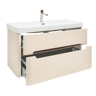 Koupelnová skříňka s umyvadlem a baterií SAT Fusion 97,5x53x45 cm pískově béžová mat SATFUSION2100BEUBA