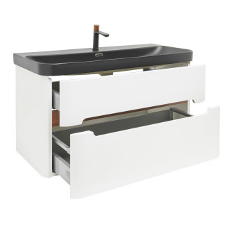 Koupelnová skříňka s umyvadlem a baterií SAT Fusion 97,5x53x45 cm bílá matná mat SATFUSION2100WBKMBA