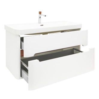 Koupelnová skříňka s umyvadlem a baterií SAT Fusion 97,5x53x45 cm bílá matná mat SATFUSION2100WMWBA