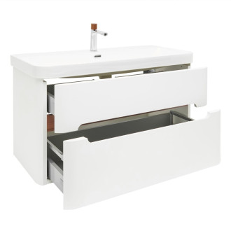 Koupelnová skříňka s umyvadlem a baterií SAT Fusion 97,5x53x45 cm bílá matná mat SATFUSION2100WUBA