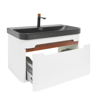 Koupelnová skříňka s umyvadlem a baterií SAT Fusion 77,5x43x45 cm bílá matná mat SATFUSION80WBKMBA