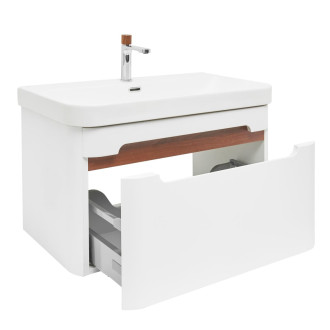 Koupelnová skříňka s umyvadlem a baterií SAT Fusion 77,5x43x45 cm bílá matná mat SATFUSION80WMWBA