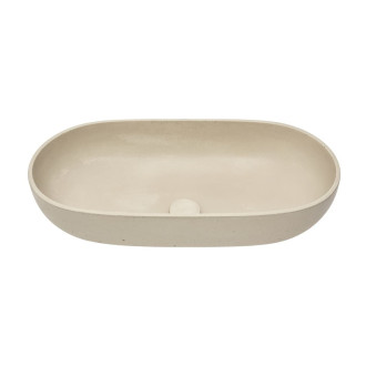 Umyvadlo na desku SAT Cemento 65x35 cm písková mat bez otvoru pro baterii, bez přepadu CEM6535P