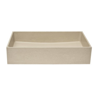 Umyvadlo na desku SAT Cemento 64x37 cm písková mat bez otvoru pro baterii, bez přepadu CEM6437P