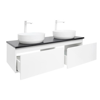 Koupelnová skříňka s kamennou krycí deskou SAT B-Way 119x30x45 cm bílá lesk BWAY120WU2B2B