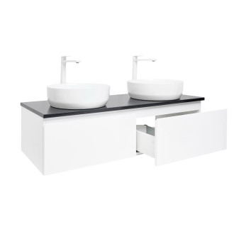 Koupelnová skříňka s kamennou krycí deskou SAT B-Way 119x30x45 cm bílá lesk BWAY120WU2B2B