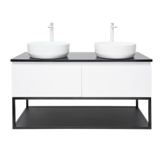 Koupelnová skříňka s kamennou krycí deskou SAT B-Way 119x30x45 cm bílá lesk BWAY120WU2B2BF