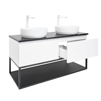 Koupelnová skříňka s žulovou krycí deskou SAT B-Way 119x30x45 cm bílá lesk BWAY120WZUBF