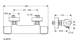 Ideal Standard CERATHERM 100 A 4618 AA termostatická sprchová  baterie,chrom