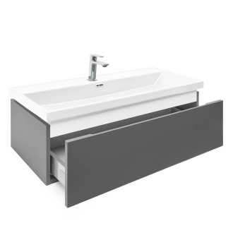 Koupelnová skříňka s umyvadlem a baterií SAT Feel 100x30x44,8 cm antracit mat SATFEEL100ANTU4BA