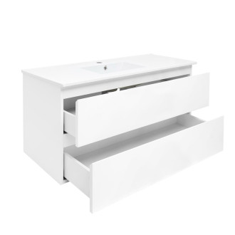 Koupelnová skříňka s krycí deskou SAT B-Way 99x50x45 cm bílá lesk BWAY2100WU4BI