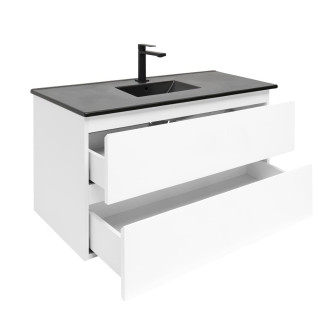Koupelnová skříňka s keramickým umyvadlem SAT B-Way 99x50x45 cm bílá lesk BWAY2100WU4B2B