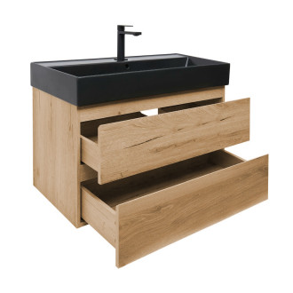Koupelnová skříňka 2 zásuvková s umyvadlem SAT B-Way 99x50x45 cm dub mat BWAY2100OAKU2B2B