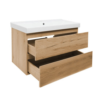 Koupelnová skříňka 2 zásuvková s umyvadlem SAT B-Way 99x50x45 cm dub mat BWAY2100OAKU1BI