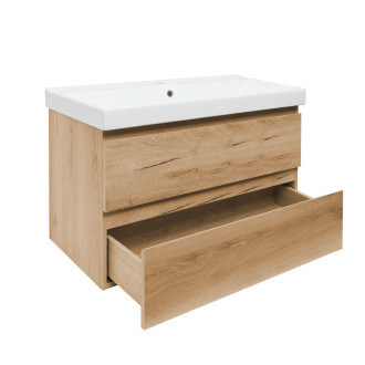 Koupelnová skříňka 2 zásuvková s umyvadlem SAT B-Way 99x50x45 cm dub mat BWAY2100OAKU1BI