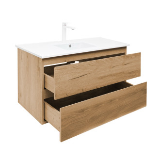 Koupelnová skříňka 2 zásuvková s umyvadlem SAT B-Way 99x50x45 cm dub mat BWAY2100OAKU4B2