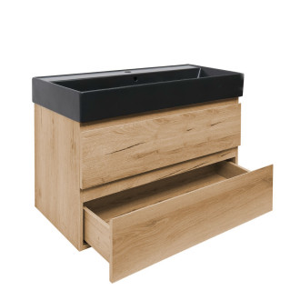 Koupelnová skříňka 2 zásuvková s umyvadlem SAT B-Way 99x50x45 cm dub mat BWAY2100OAKU2BB
