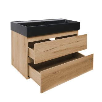 Koupelnová skříňka 2 zásuvková s umyvadlem SAT B-Way 99x50x45 cm dub mat BWAY2100OAKU2BB