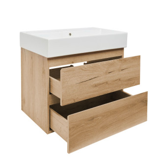 Koupelnová skříňka 2 zásuvková s umyvadlem SAT B-Way 79x50x45 cm dub mat BWAY280OAKU2BI