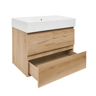 Koupelnová skříňka 2 zásuvková s umyvadlem SAT B-Way 79x50x45 cm dub mat BWAY280OAKU2BI