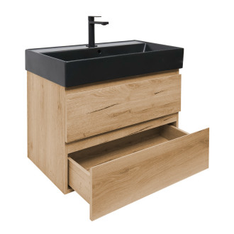 Koupelnová skříňka 2 zásuvková s umyvadlem SAT B-Way 79x50x45 cm dub mat BWAY280OAKU2B2B