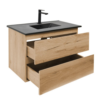 Koupelnová skříňka 2 zásuvková s umyvadlem SAT B-Way 79x50x45 cm dub mat BWAY280OAKU4B2B