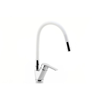 Dřezová baterie Novaservis Metalia 54 se silikonovým ramínkem bílá/chrom 54014F,0B