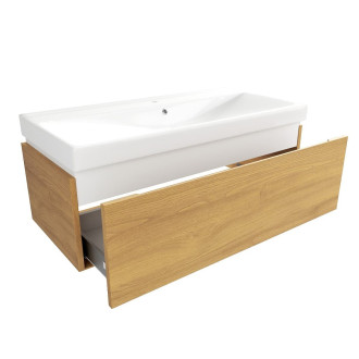 Koupelnová skříňka s umyvadlem SAT Feel 100x30x46 cm medový dub mat SATFEEL100DMU1