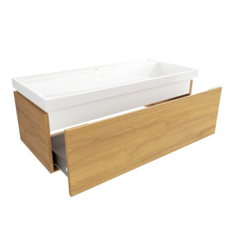 Koupelnová skříňka s umyvadlem SAT Feel 100x30x46 cm medový dub mat SATFEEL100DMU4