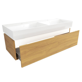 Koupelnová skříňka s umyvadlem SAT Feel 120x30x46 cm medový dub mat SATFEEL120DMU2