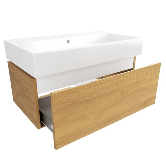Koupelnová skříňka s umyvadlem SAT Feel 80x30x46 cm medový dub mat SATFEEL80DMU2