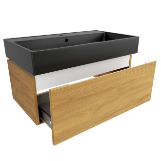 Koupelnová skříňka s umyvadlem SAT Feel 80x30x46 cm medový dub mat SATFEEL80DMU3