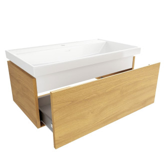 Koupelnová skříňka s umyvadlem SAT Feel 80x30x46 cm medový dub mat SATFEEL80DMU4