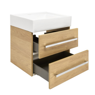 Koupelnová skříňka s umyvadlem SAT Cube Way 60x53x46 cm dub Hickory mat CUBE46602DHSATCW
