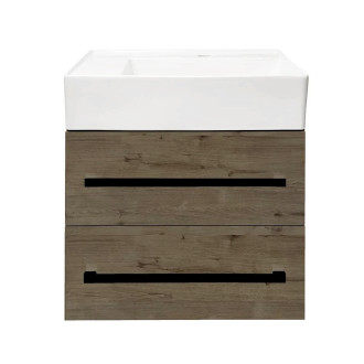 Koupelnová skříňka s umyvadlem a černou úchytkou SAT Cube Way 60x53x46 cm dub Wellington mat CUBE46C602DWSATCWL