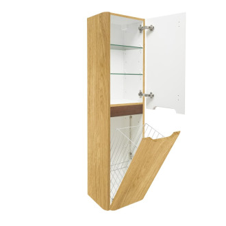 Koupelnová skříňka vysoká s košem na prádlo SAT Fusion 40x149x33 cm dub medový mat SATFUSIONV40DMK