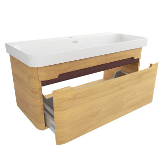 Koupelnová skříňka s umyvadlem SAT Fusion 97,5x43x45 cm dub medový mat SATFUSION100DMMW